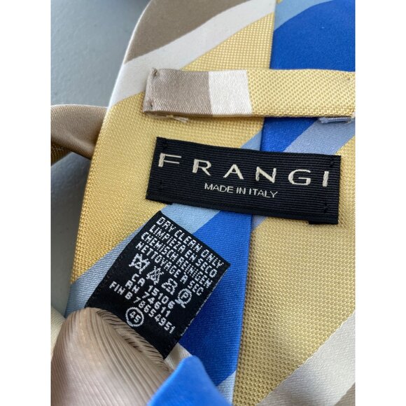 Frangi Silk Striped Necktie One Size Yellow Blue Beige Business Casual Academia - Picture 3 of 7